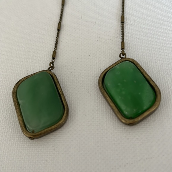 Jade and Brass Earrings - Picture 3 of 6